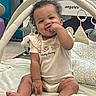 Kollyns joined the competition — help win amazing prizes! baby, blanket, child, clothing, cushion, cute, face, floor, happy, home, indoor, infant, person, play_gym, plush_toys, portrait, sitting, smiling, soft_toys, toddler