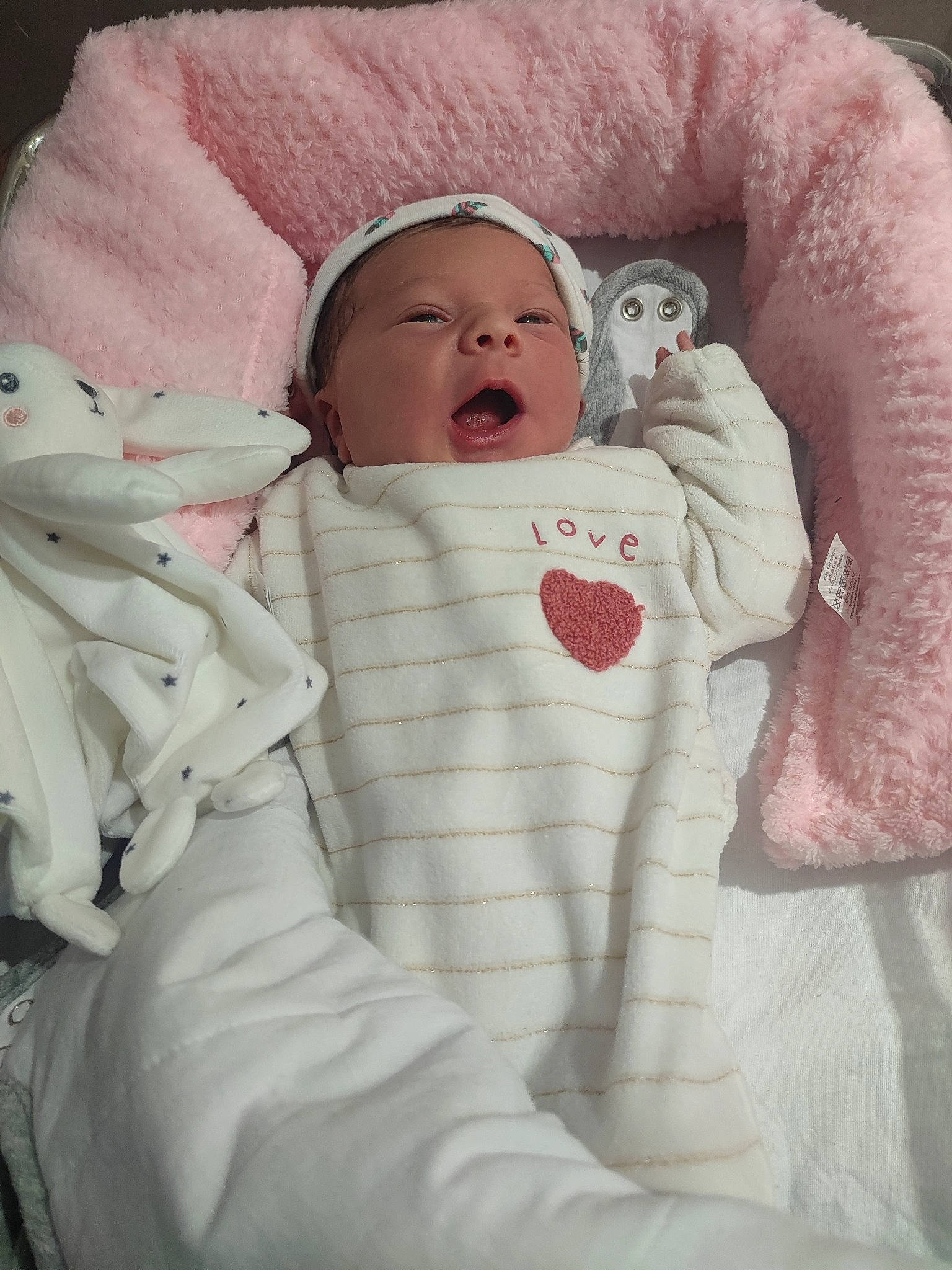 Thais participe au concours pour gagner de l'argent avec cette photo : baby, baby_products, baby_safety, baby_sleeping, baby_toddler_clothing, cheek, child, comfort, fur, hat, linens, pattern, person, room, skin, sleeve, thumb, toddler