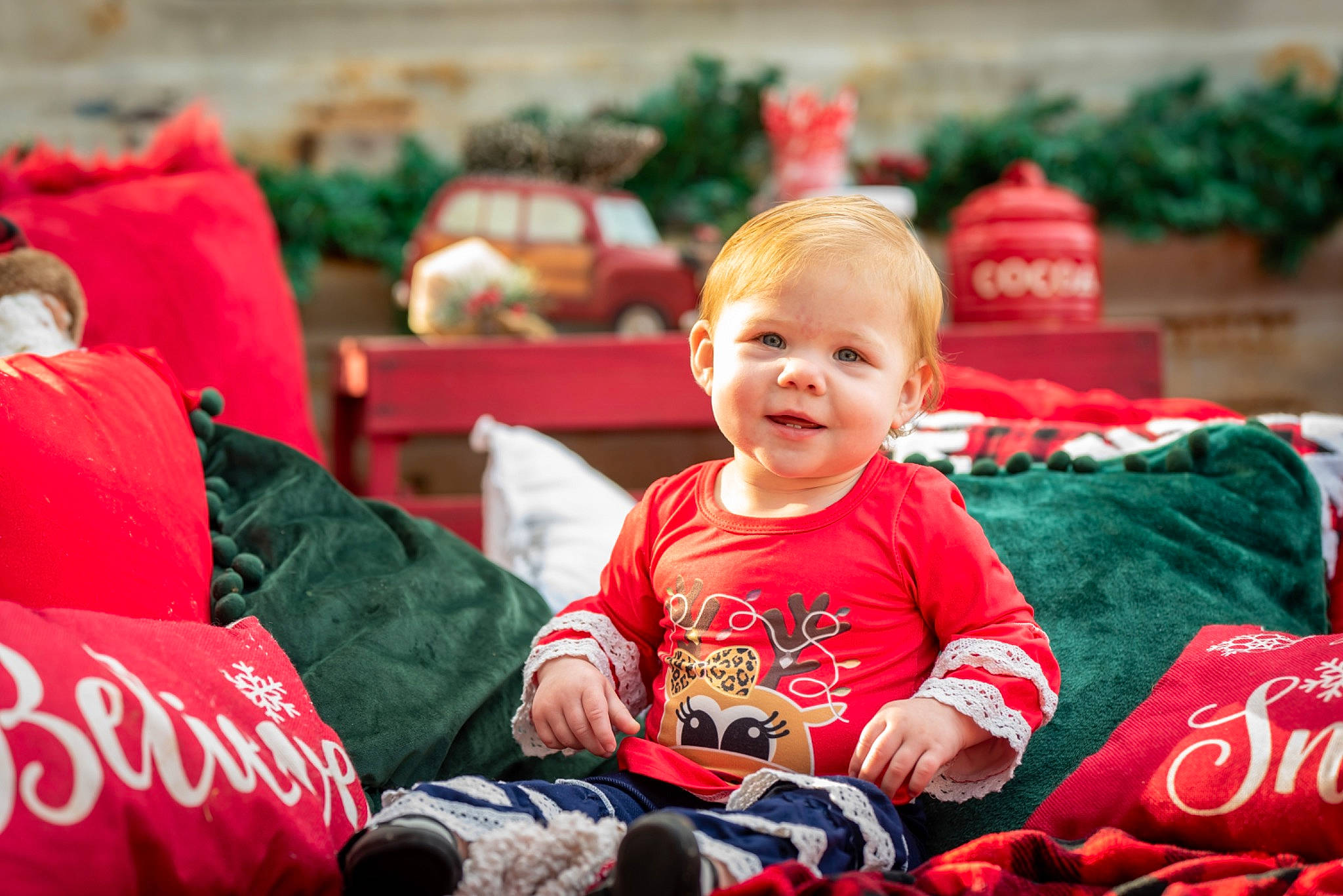 Macie joined the competition — help win amazing prizes! baby, baseball_cap, carmine, child, event, flowerpot, fun, grass, happy, holiday, joy, leisure, people, person, plant, recreation, red, sitting, smile, t_shirt