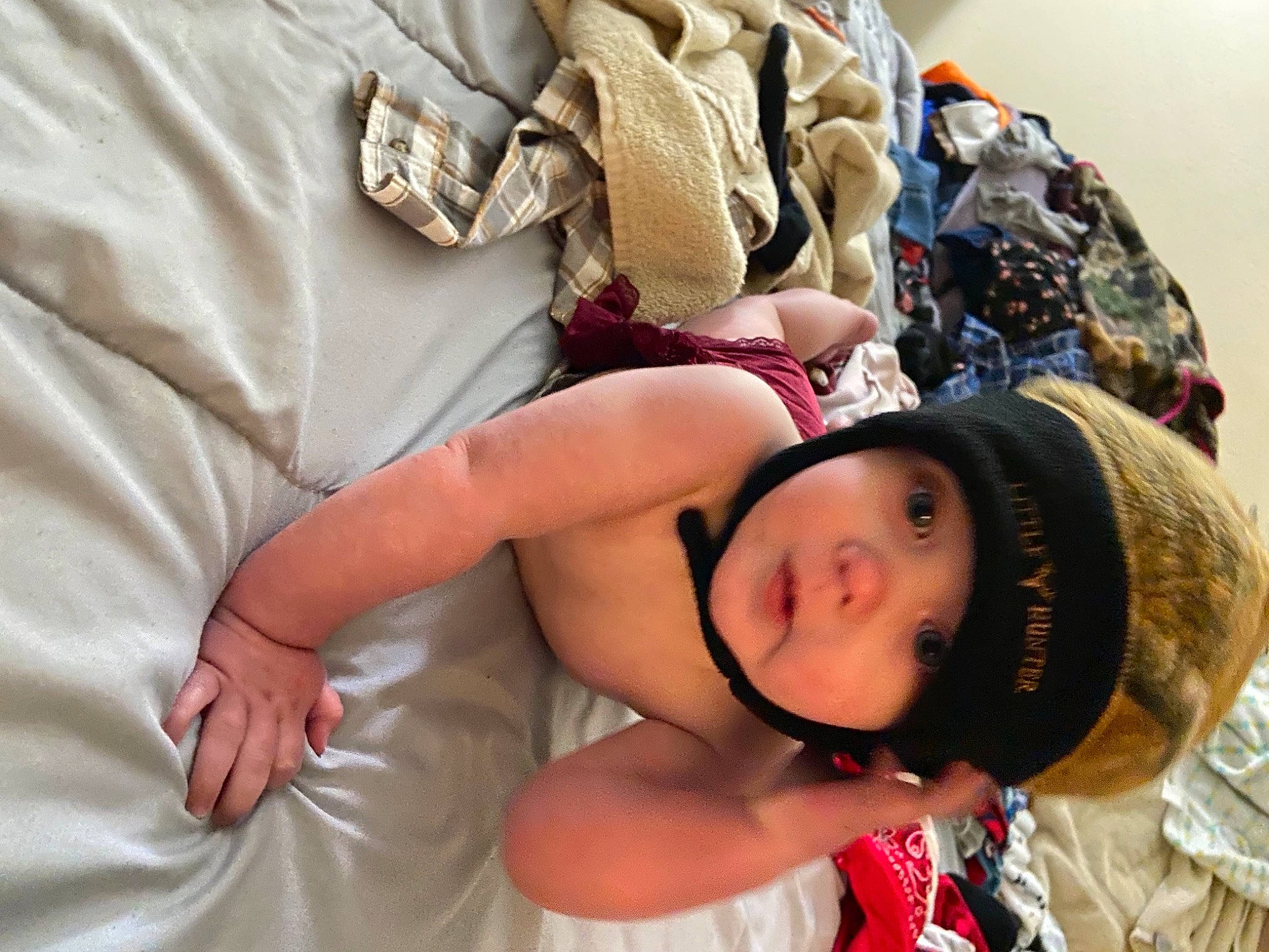 Owen joined the competition — help win amazing prizes! baby_toddler_clothing, beanie, bonnet, day_dress, headband, headwear, knit_cap, person, textile