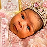 baby, infant, crown, jewelry, pink, lace, sash, little_princess, portrait, face, newborn, flower, soft_texture, cute, baby_beauty_pageant, headwear, closeup, decorative, royalty, adorable
