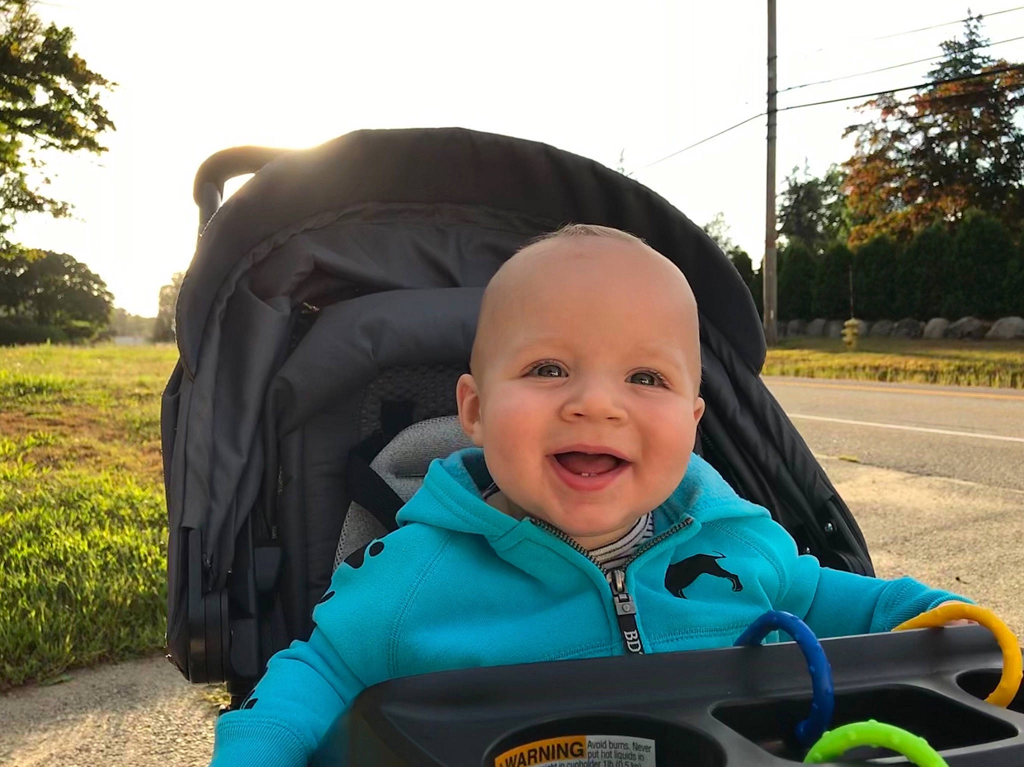 Kellan is registered to the contest to win money with this photo: baby, baby_carriage, baby_products, child, cool, grass, happy, head, leisure, person, photography, plant, product, sky, smile, toddler, travel, tree, vacation, vehicle