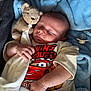 Riley is registered to the contest to win money with this photo: baby, sleeping, blanket, teddy_bear, pacifier, clothing, infant, cute, child, soft, comfort, resting, indoors, portrait, closeup, peaceful, toy, fabric, hand, face