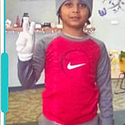 Tre joined the competition — help win amazing prizes! beanie, boy, carpet, casual_clothing, chair, child, gloves, hat, indoor, long_sleeve, nike_logo, peace_sign, portrait, pose, red_shirt, smile, standing, sweatpants, tree_sticker, wall_mural