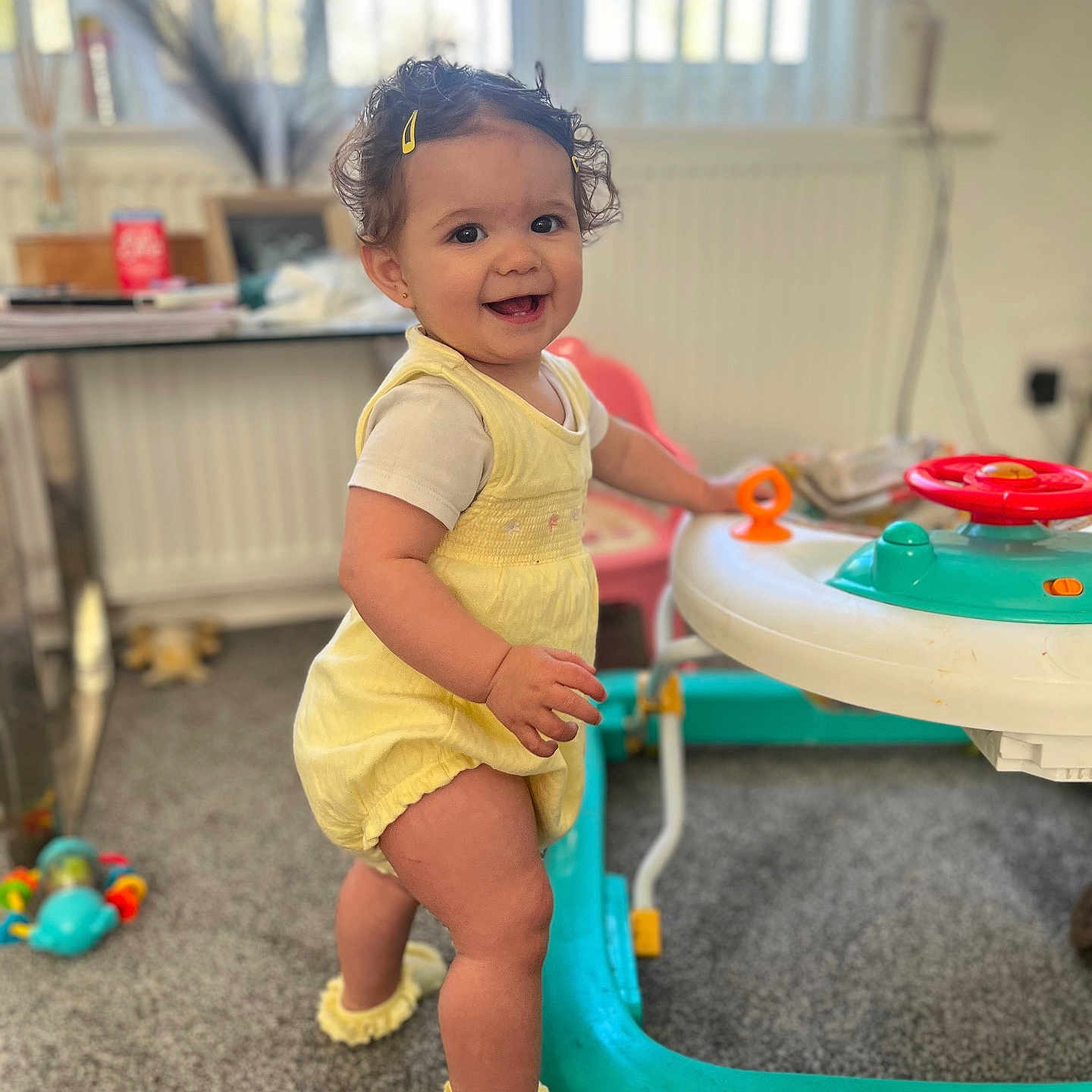 Amîra-May joined the competition — help win amazing prizes! animal, canine, child, clothing, dog, face, female, footwear, furniture, girl, happy, head, indoors, person, pet, photography, portrait, shoe, shorts, smile