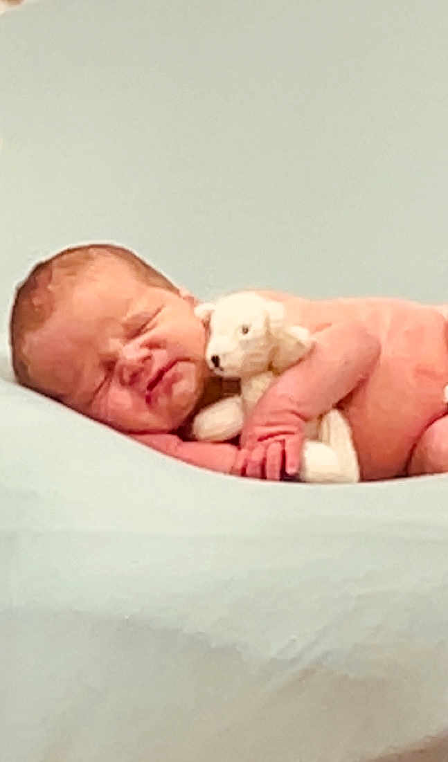 Arlo joined the competition — help win amazing prizes! newborn, baby, sleeping, teddy_bear, toy, infant, peaceful, cute, soft, skin, hand, face, rest, lying_down, child, portrait, background, cuddle, comfort, blanket