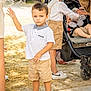 baby, boy, casual, child, expression, family, footwear, gathering, hand, legs, outdoor, pavement, people, person, shirt, shoes, shorts, stroller, summer, sunlight