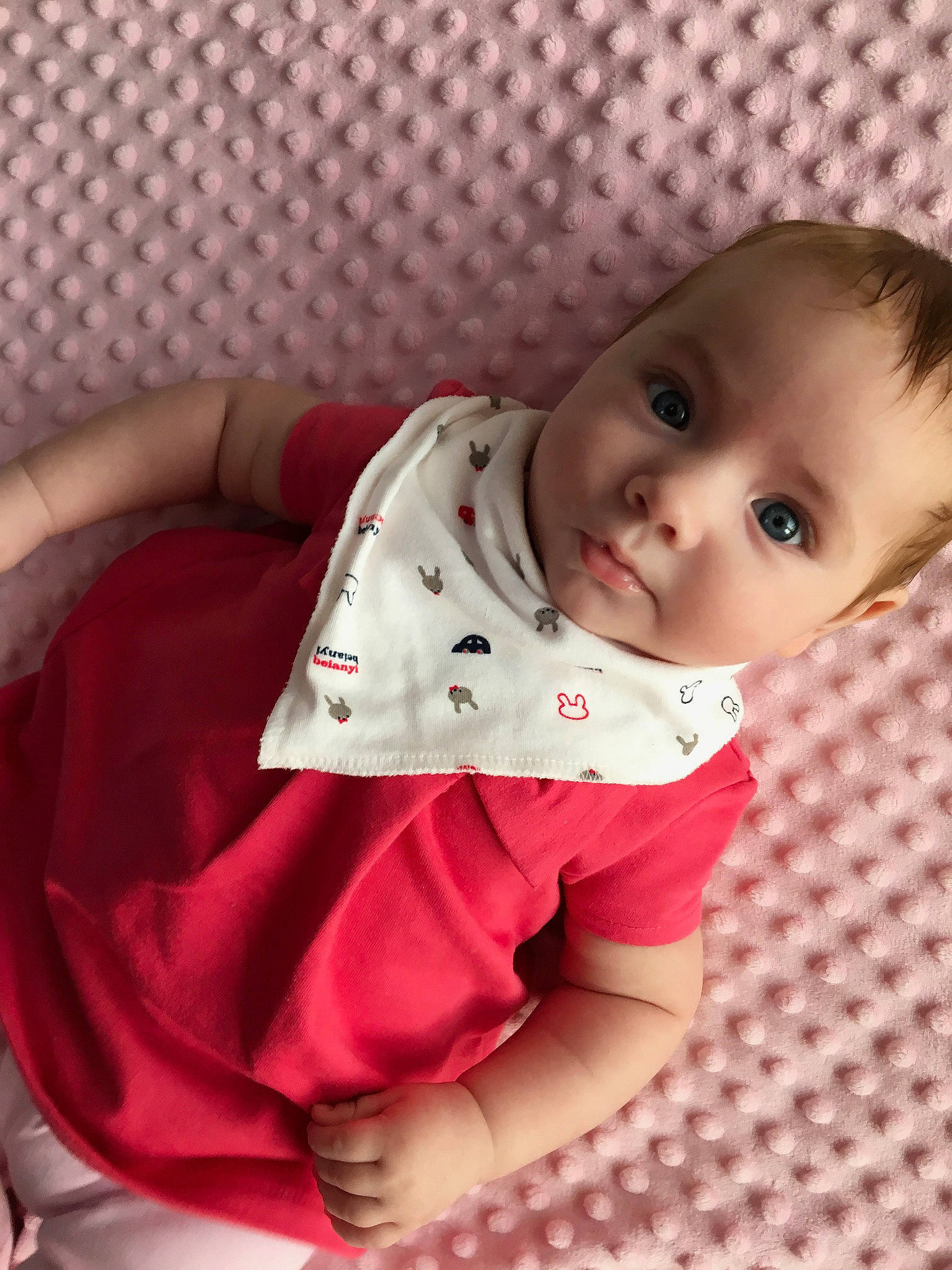 Avi is registered to the contest to win money with this photo: baby, baby_toddler_clothing, cheek, child, eye, mouth, nose, person, pink, skin, toddler