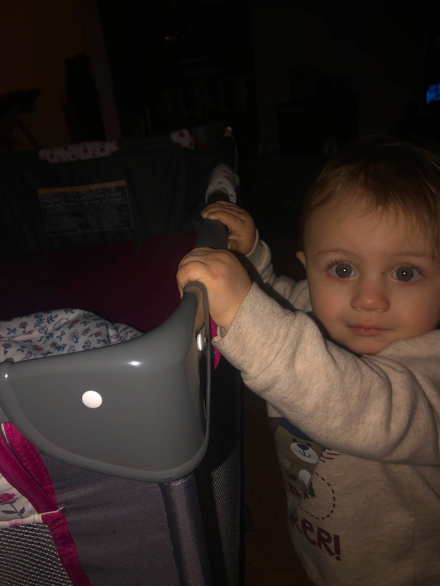 Fletcher is registered to the contest to win money with this photo: arm, child, eye, fun, iris, night, nose, person, play, skin, smile, space, toddler