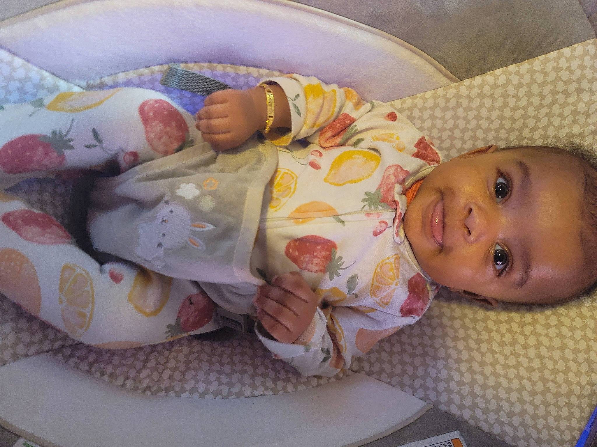 Aniyah joined the competition — help win amazing prizes! baby, baby_products, baby_safety, baby_sleeping, baby_toddler_clothing, bedding, bedtime, blanket, cheek, child, comfort, linens, nap, person, room, skin, sleep, smile, toddler