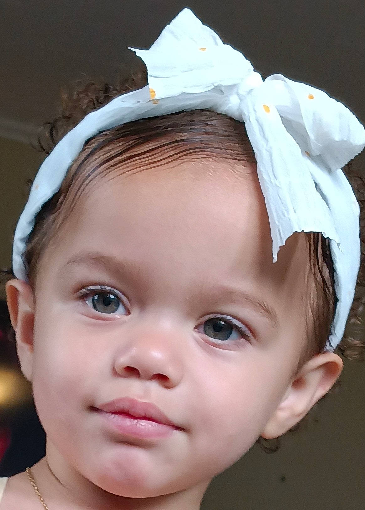 Madelianie is registered to the contest to win money with this photo: baby, cheek, chin, ear, eyebrow, eyelash, face, facial_expression, flash_photography, forehead, hair, hairstyle, head, headgear, iris, lip, neck, nose, person, skin