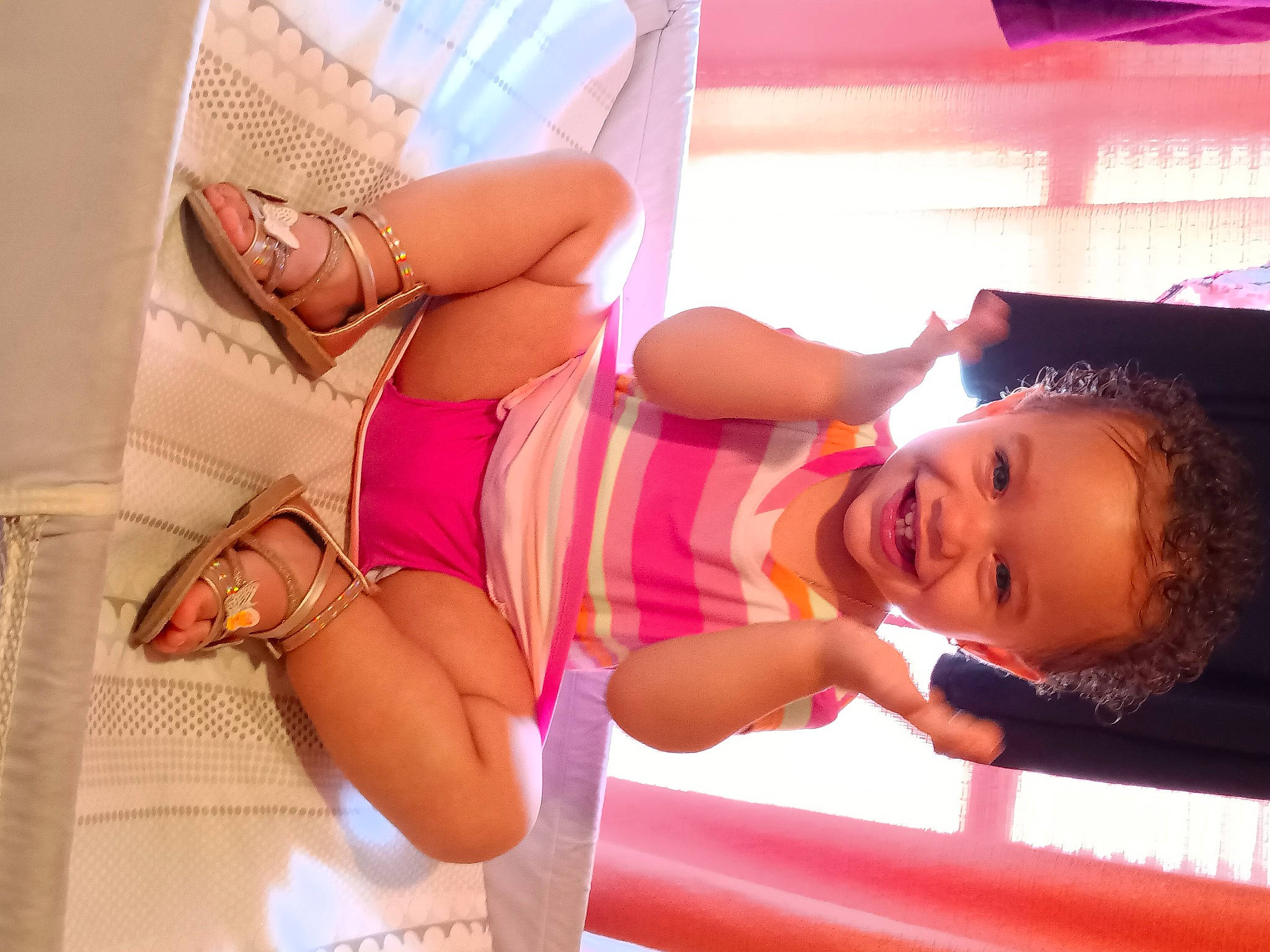 Madelianie is registered to the contest to win money with this photo: abdomen, black_hair, chest, elbow, happy, human_leg, joy, knee, leg, leisure, magenta, mouth, muscle, navel, person, pink, shorts, skin, smile, thigh