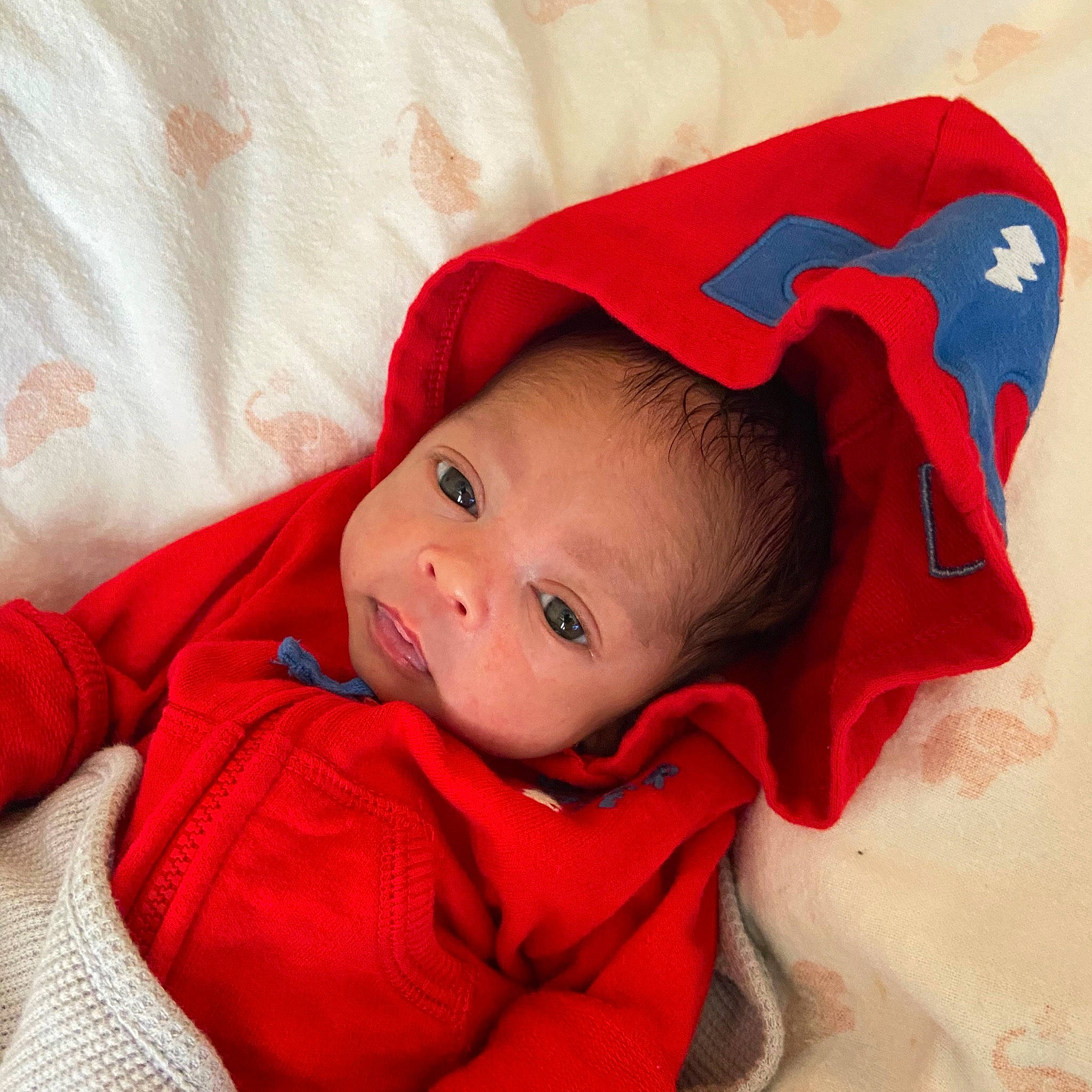 Akiko is registered to the contest to win money with this photo: baby, cheek, child, head, headgear, lip, person, red, toddler