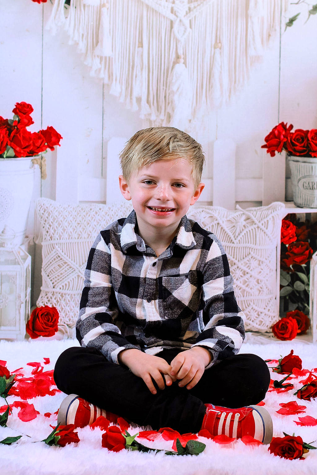Colby joined the competition — help win amazing prizes! child, christmas, event, flooring, floral_design, flower_arranging, happy, holiday, joy, leaf, orange, pattern, people, person, petal, plaid, plant, red, sleeve, smile