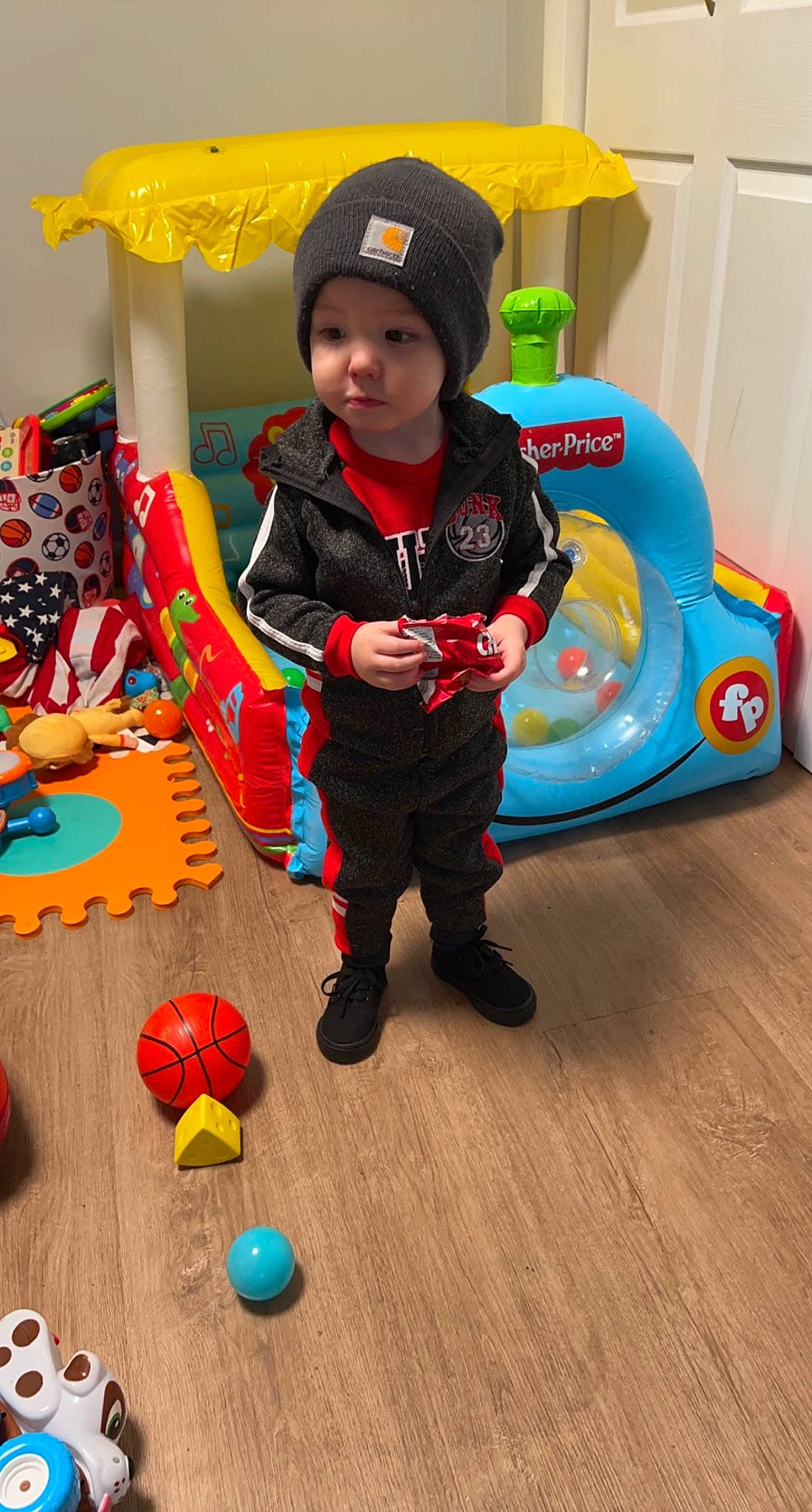 Ryder joined the competition — help win amazing prizes! baby_toys, bumper, child, design, event, flooring, fun, games, headwear, holiday, leisure, person, plastic, play, product, recreation, room, snapshot, toddler, toy