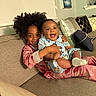 Synceir joined the competition — help win amazing prizes! child, baby, siblings, couch, living_room, pajamas, smiling, happy, hugging, family, interior, pillow, cozy, home, person, cute, fun, toddler, infant, portrait