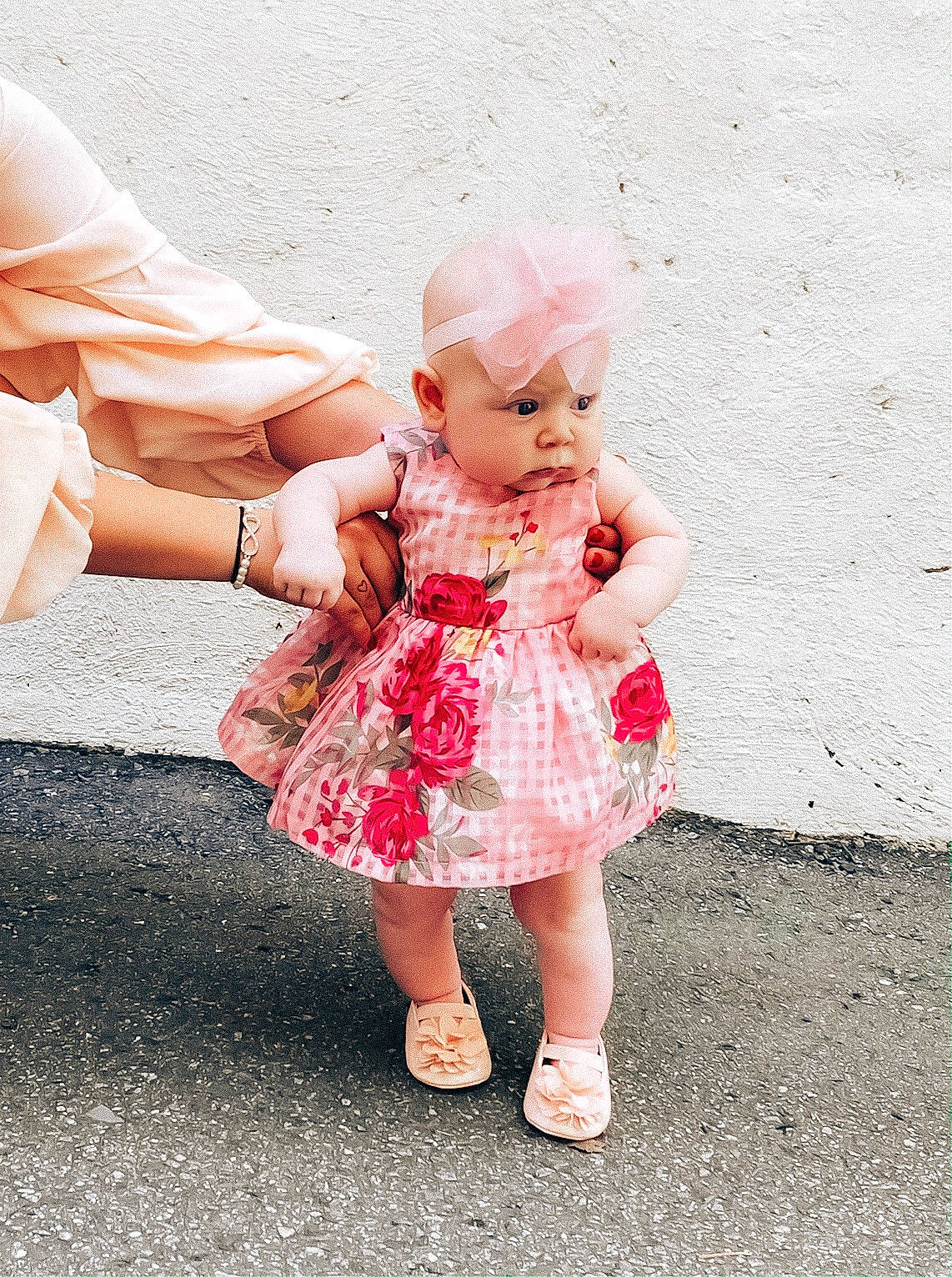 Kirra joined the competition — help win amazing prizes! baby, blond, child, doll, dress, flower, footwear, hand, joint, leg, person, photography, pink, plant, play, shoe, sitting, skin, summer, toddler