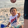 beach, bodypart, boy, child, clothing, coast, face, finger, hand, head, nature, outdoors, person, photography, portrait, sea, shoreline, shorts, t_shirt, water