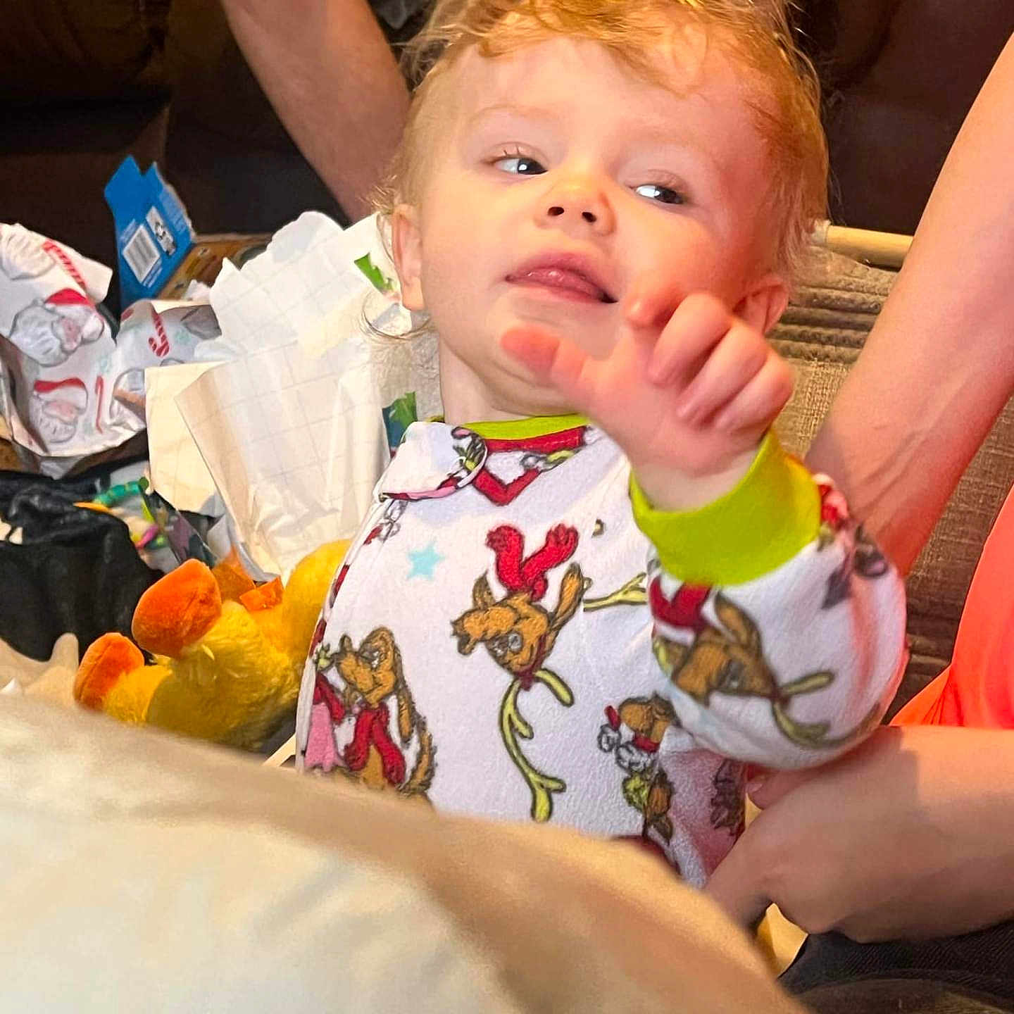 Wyatt joined the competition — help win amazing prizes! baby, blonde, bodypart, clothing, couch, cushion, face, finger, frown, furniture, hair, hand, head, homedecor, person, photography, portrait, sad, sitting, t_shirt