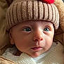 Simon a rejoint le concours — aidez-le/la à gagner de superbes lots ! baby, child, face, hat, knit_hat, blue_eyes, cozy, warm_clothing, beige, cute, infant, portrait, closeup, winter_wear, expression, soft_texture, bundle, eyes, headwear, person