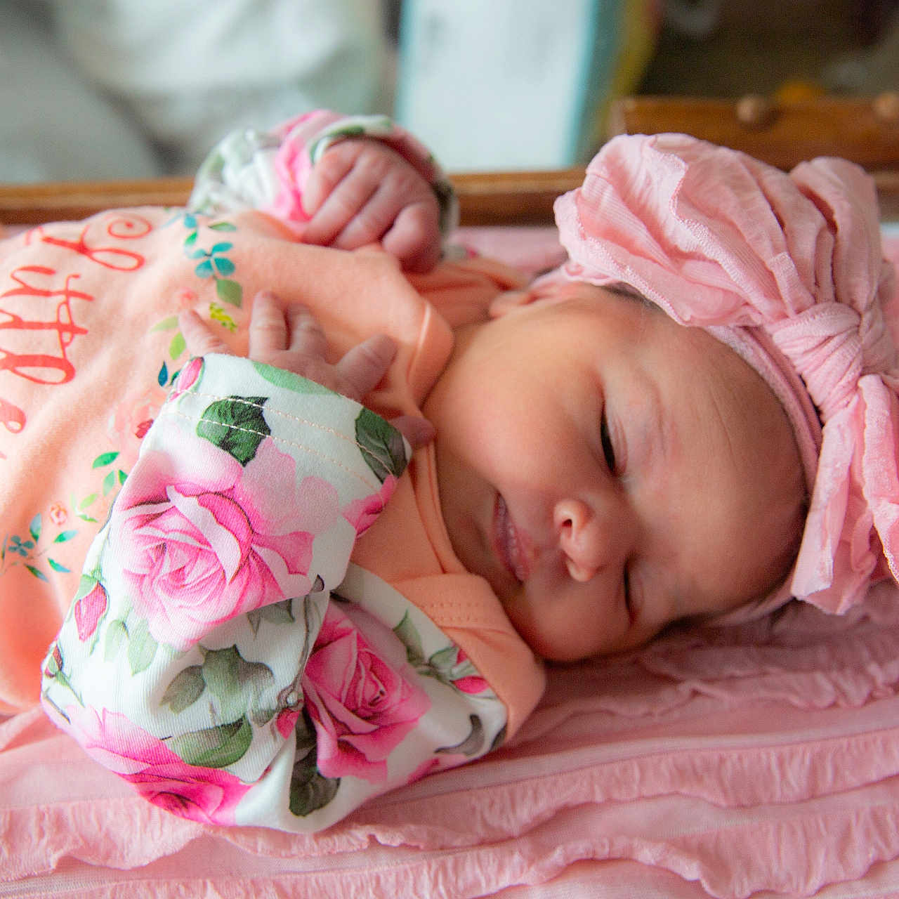 Maia joined the competition — help win amazing prizes! baby, bed, blanket, bodypart, bonnet, clothing, crib, face, finger, furniture, hand, hat, head, infantbed, newborn, person, photography, portrait, quilt, sleeping