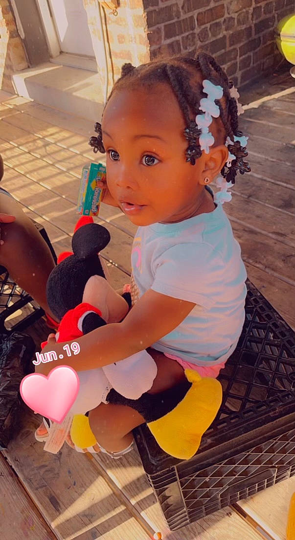 Brooklyn joined the competition — help win amazing prizes! audio_equipment, baby, black_hair, child, flooring, fun, happy, headband, human_leg, jewellery, leisure, orange, person, pink, sandal, sitting, skin, surprise, t_shirt, thigh