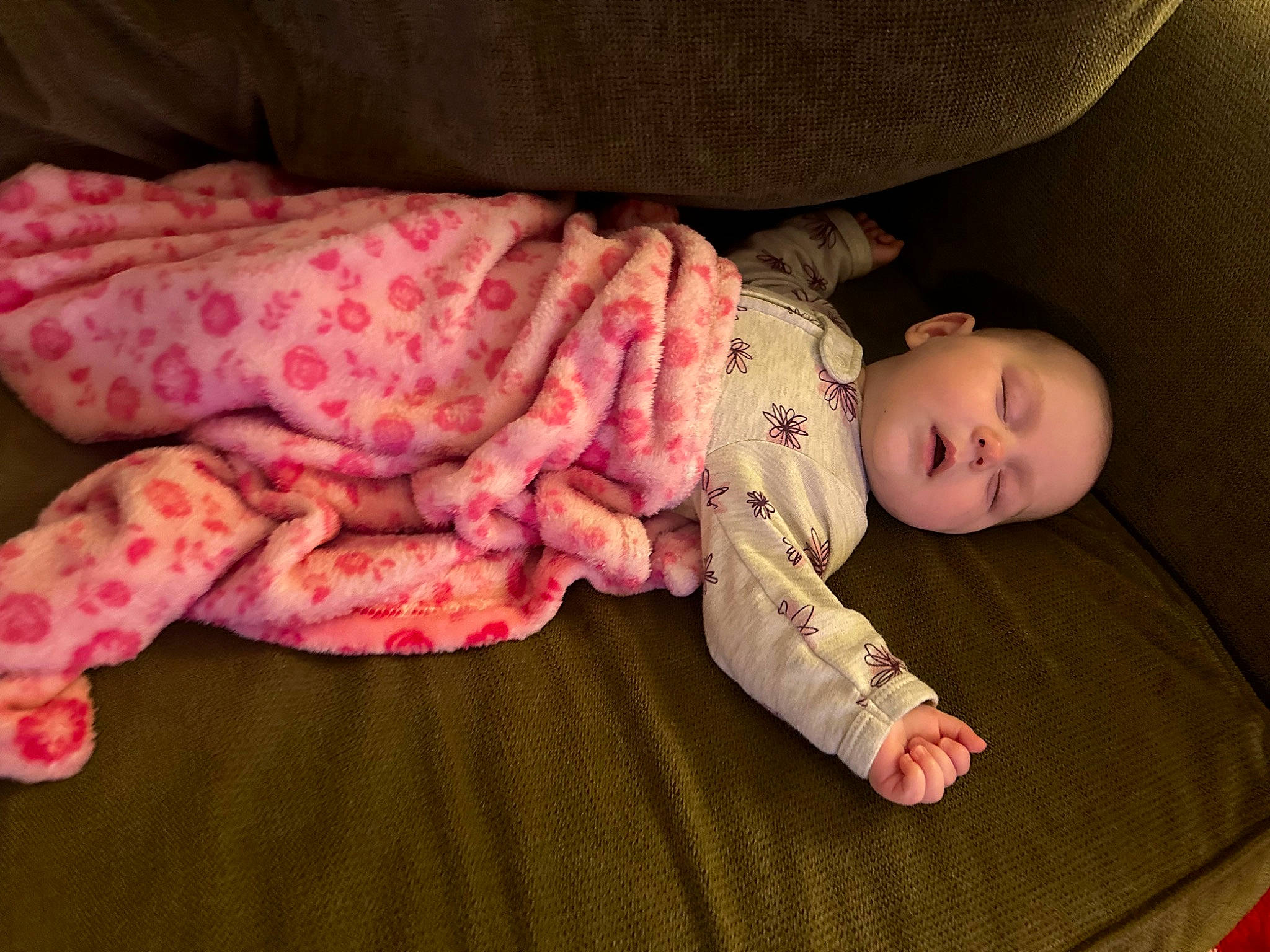 Xaviah joined the competition — help win amazing prizes! baby, baby_toddler_clothing, carmine, cheek, child, comfort, couch, flooring, human_body, leg, linens, person, pink, room, sitting, skin, sleeve, textile, toddler, vertebrate