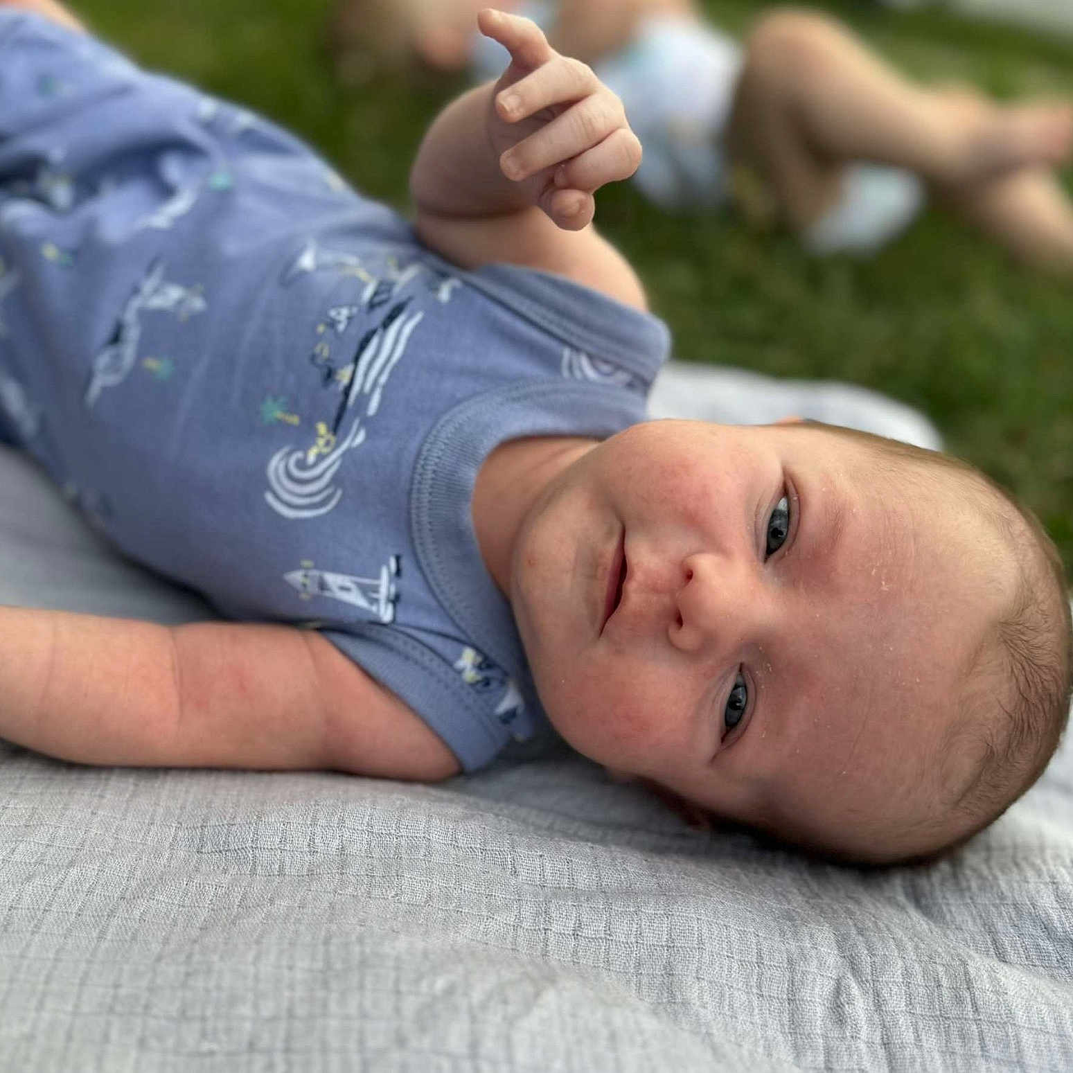 Clayton joined the competition — help win amazing prizes! arm, baby, bodypart, clothing, dress, face, finger, grass, hand, happy, head, newborn, pants, person, photography, plant, portrait, shorts, smile, t_shirt