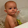 Elijah is registered to the contest to win money with this photo: baby, bathtub, water, toy, turtle, child, bath, playing, cute, infant, bathroom, skin, face, expression, sitting, indoors, young, childhood, fun, cleaning