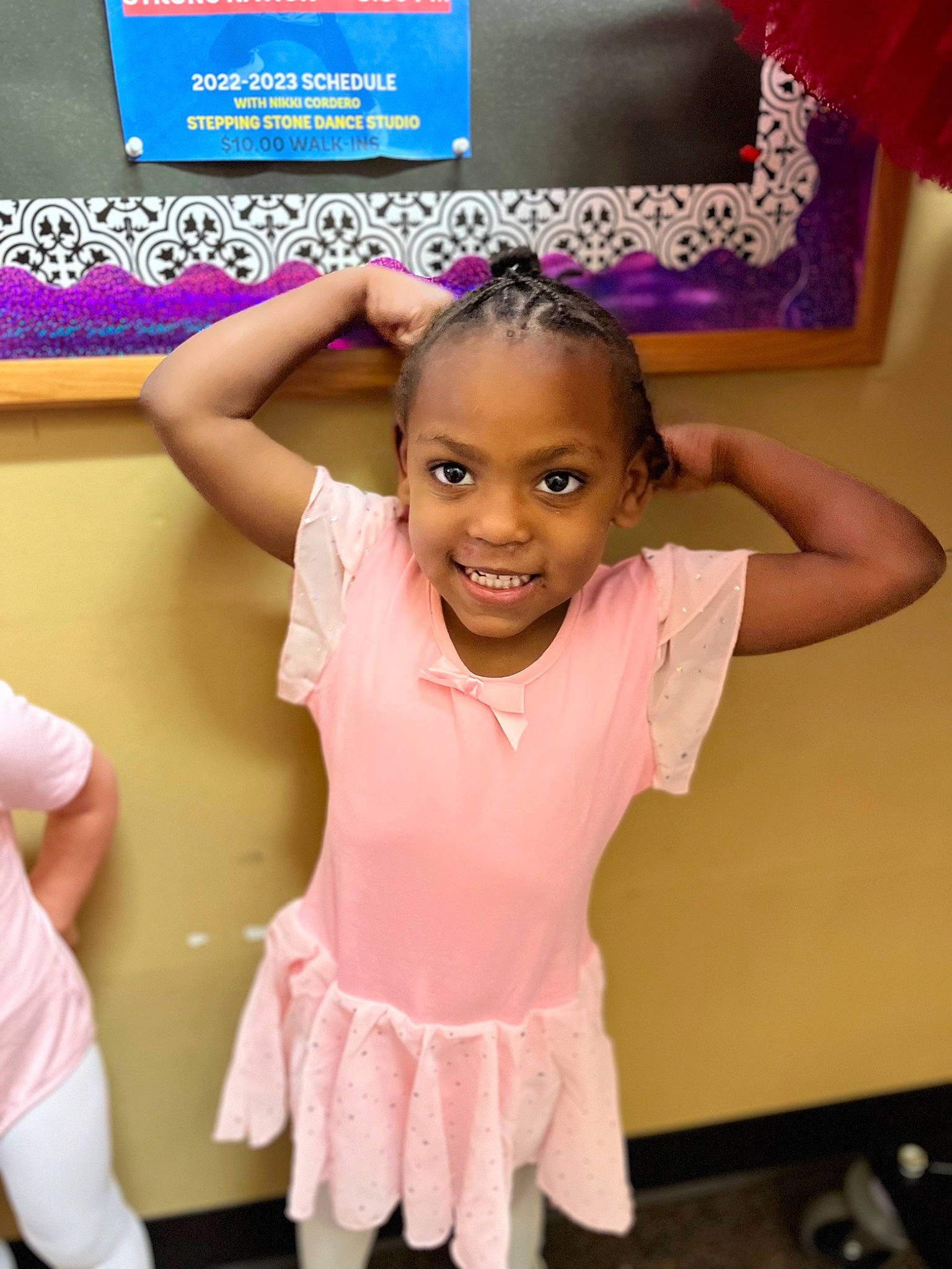 Brianna is registered to the contest to win money with this photo: abdomen, arm, baby_toddler_clothing, beauty, finger, fun, gesture, happy, joint, joy, leg, magenta, person, pink, purple, skin, smile, snapshot, standing, thigh