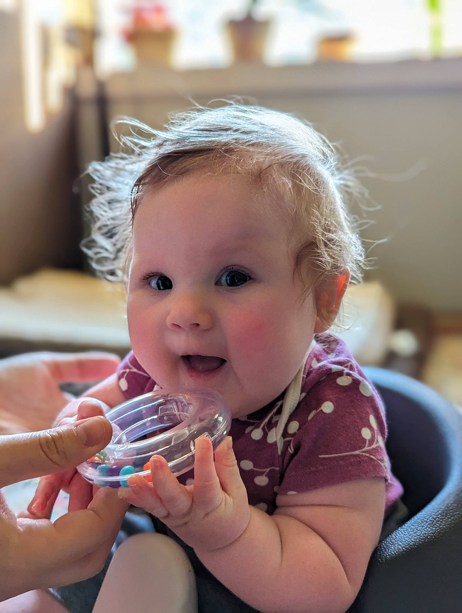 Mabel joined the competition — help win amazing prizes! baby_toddler_clothing, cheek, child, eye, fun, gesture, hair, hairstyle, hand, happy, head, human_body, iris, lip, mouth, nose, person, skin, smile, surprise