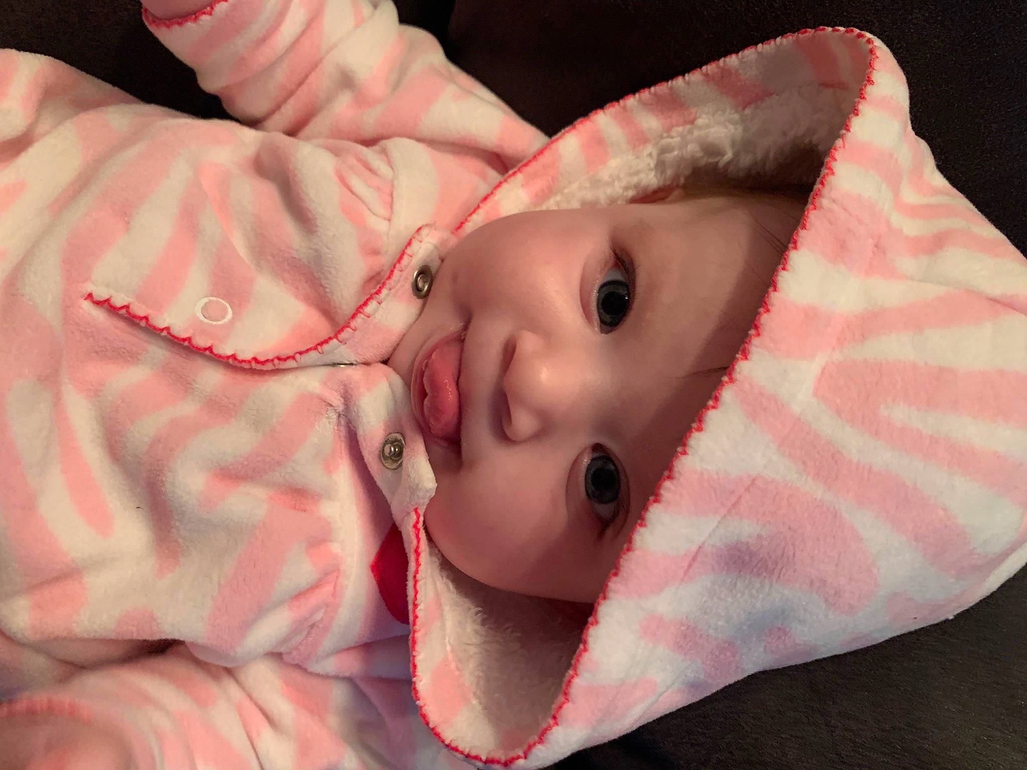 Addyson joined the competition — help win amazing prizes! baby, baby_products, baby_toddler_clothing, carmine, cheek, child, comfort, eyebrow, eyelash, finger, flesh, hand, hat, headwear, linens, lip, mouth, nose, person, pink