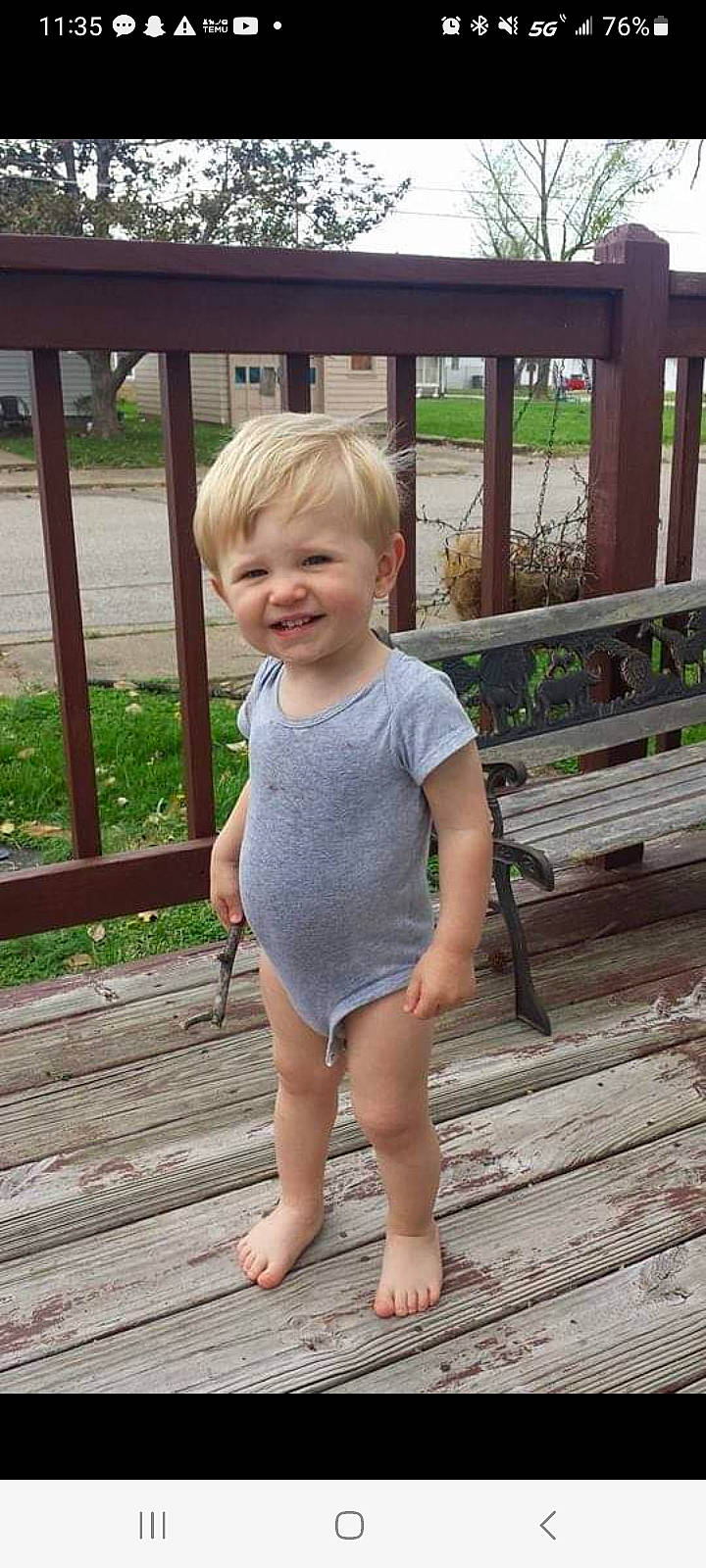 Brayden joined the competition — help win amazing prizes! baby, baby_toddler_clothing, barefoot, child, eye, face, foot, fun, grass, happy, human_leg, joy, leg, leisure, person, plant, skin, sleeve, smile, t_shirt