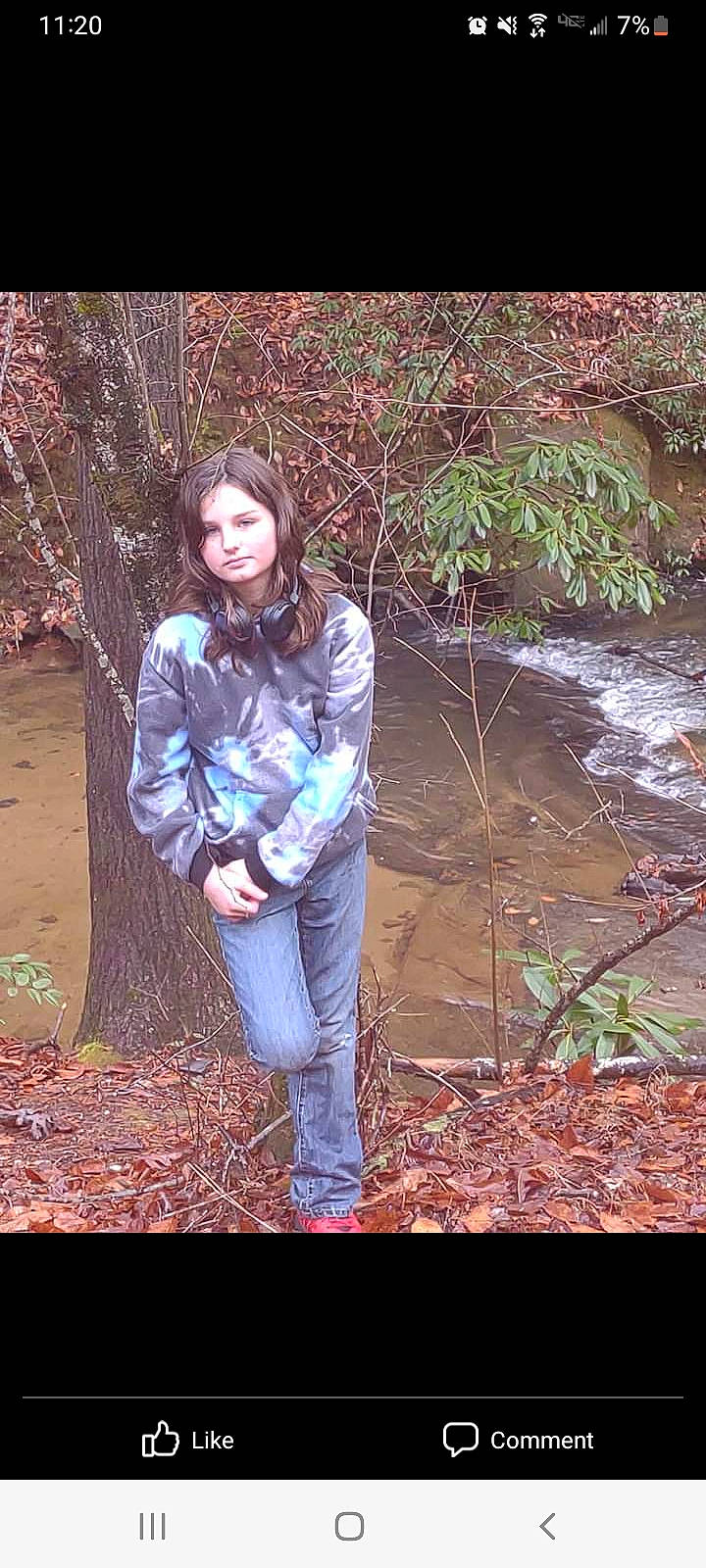 Riley joined the competition — help win amazing prizes! blond, branch, brown_hair, deciduous, denim, electric_blue, flash_photography, forest, grass, happy, long_hair, natural_landscape, pattern, people_in_nature, person, plant, tints_and_shades, twig, wilderness, wood