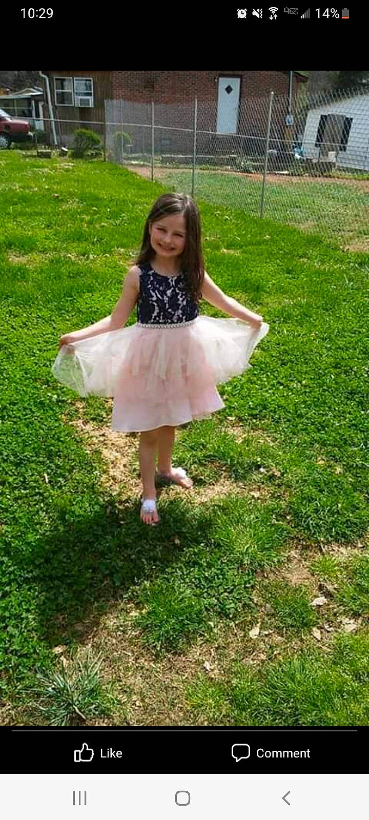 Riley joined the competition — help win amazing prizes! barefoot, child, day_dress, dress, event, fashion_accessory, fun, garden, grass, grass_family, grassland, happy, joy, lawn, meadow, pattern, people_in_nature, person, plant, smile