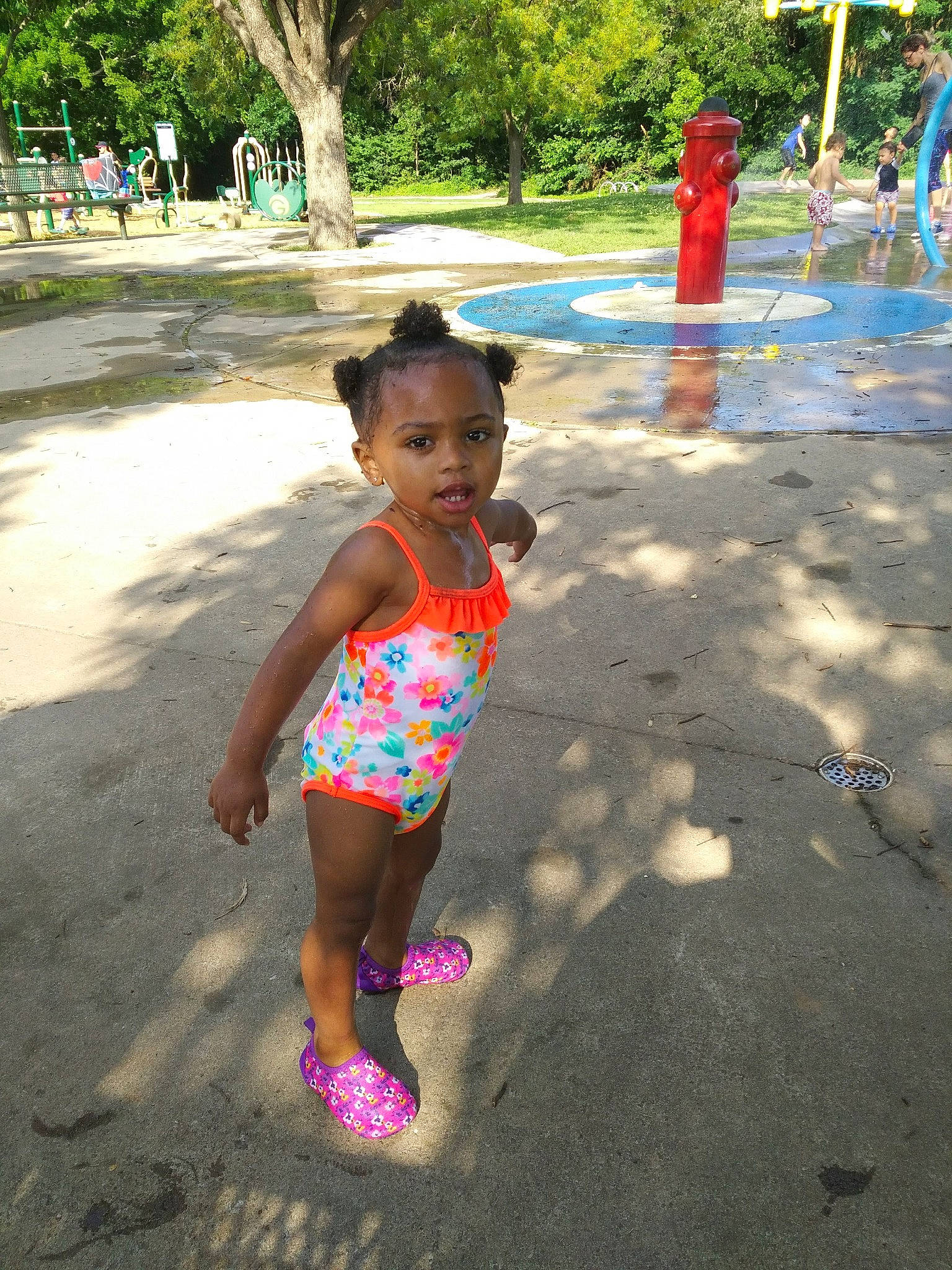 Jaléyah joined the competition — help win amazing prizes! child, fun, leisure, person, play, recreation, smile, summer, toddler, tree, vacation, water