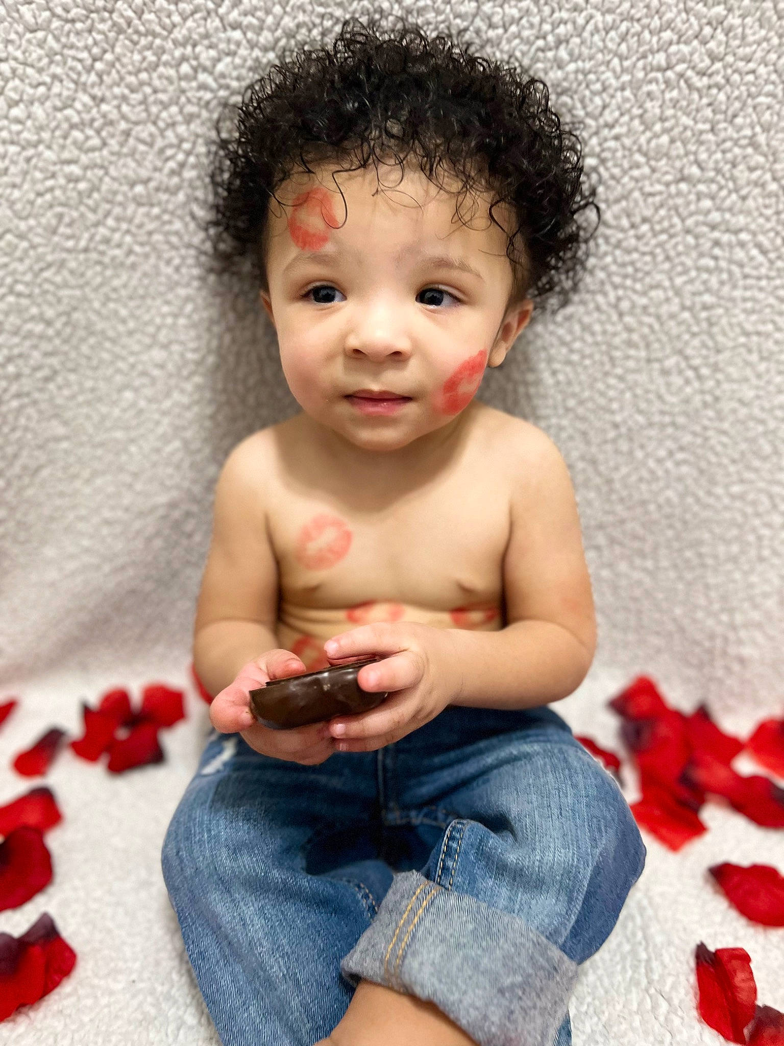 Zaylen joined the competition — help win amazing prizes! arm, baby, baby_toddler_clothing, black_hair, cheek, eye, flash_photography, fun, happy, head, human_body, iris, lip, mouth, nose, person, petal, plant, red, skin