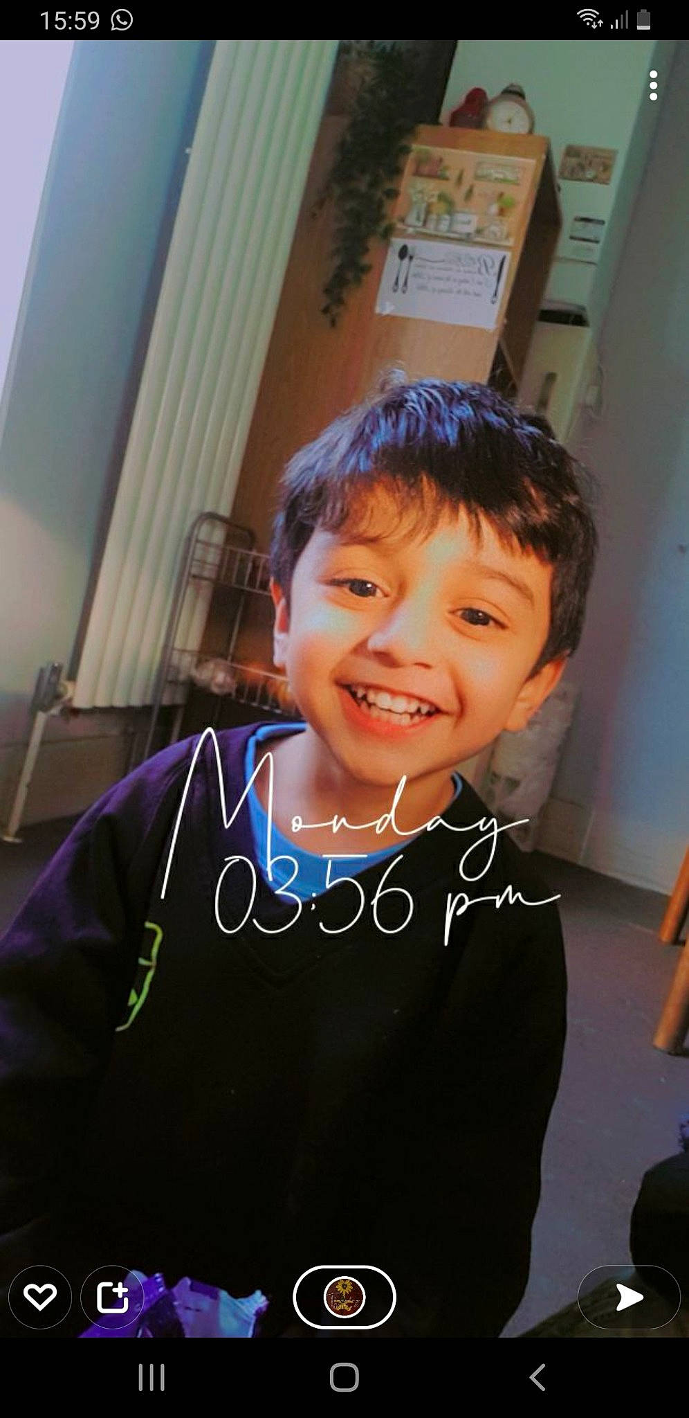 Hassan joined the competition — help win amazing prizes! bangs, child, cool, curtain, electric_blue, eyewear, formal_wear, fun, happy, jewellery, joy, laugh, neck, person, room, sleeve, smile, t_shirt, toddler, top