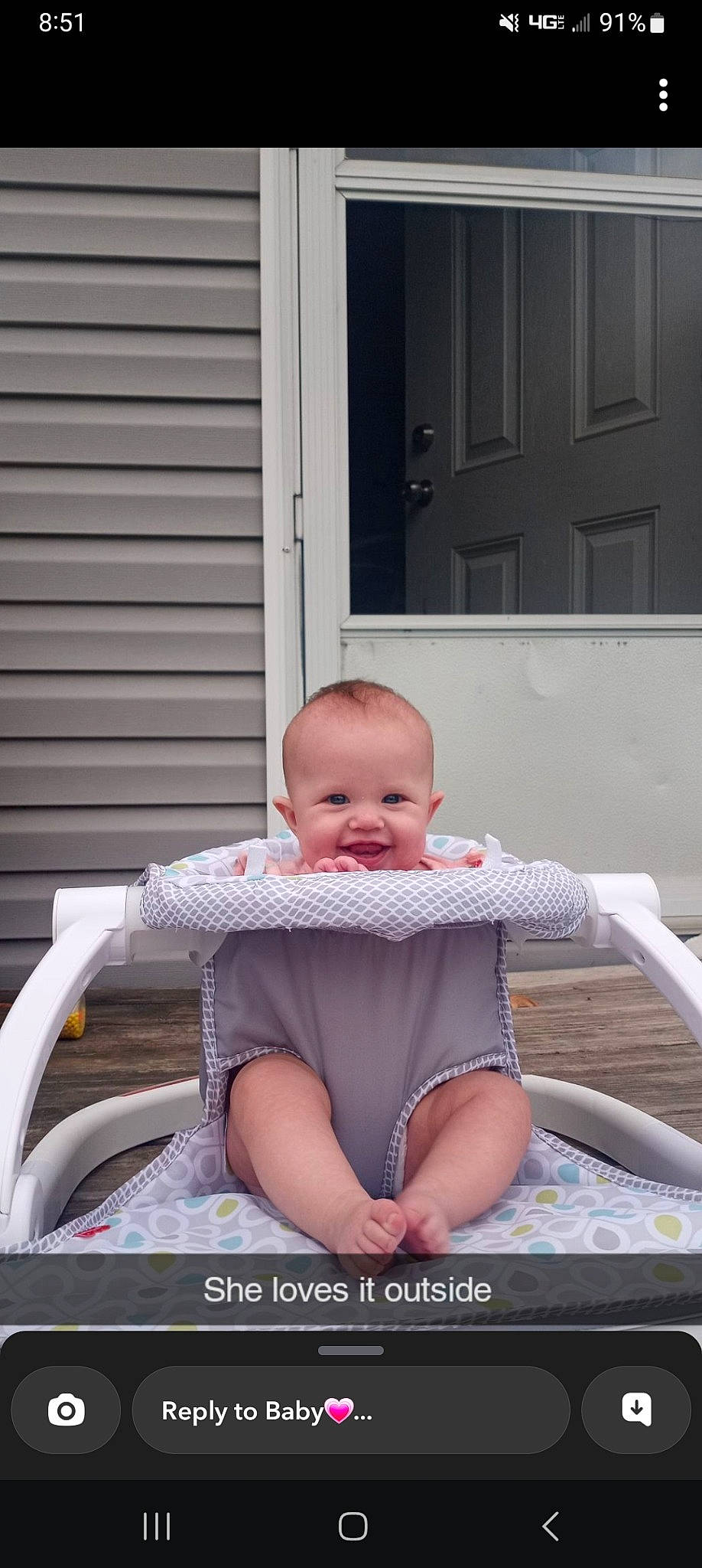 Salem is registered to the contest to win money with this photo: baby, baby_products, baby_toddler_clothing, barefoot, chair, child, comfort, door, foot, happy, human_leg, joy, knee, lap, leisure, pattern, person, sitting, smile, sock