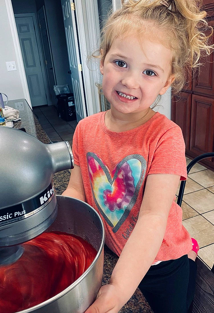 Alexandria joined the competition — help win amazing prizes! blond, child, cooking, cookware_and_bakeware, cuisine, dish, flesh, food, gas, happy, homemaker, ingredient, joy, kitchen_appliance, meat, mixer, person, recipe, sleeve, smile