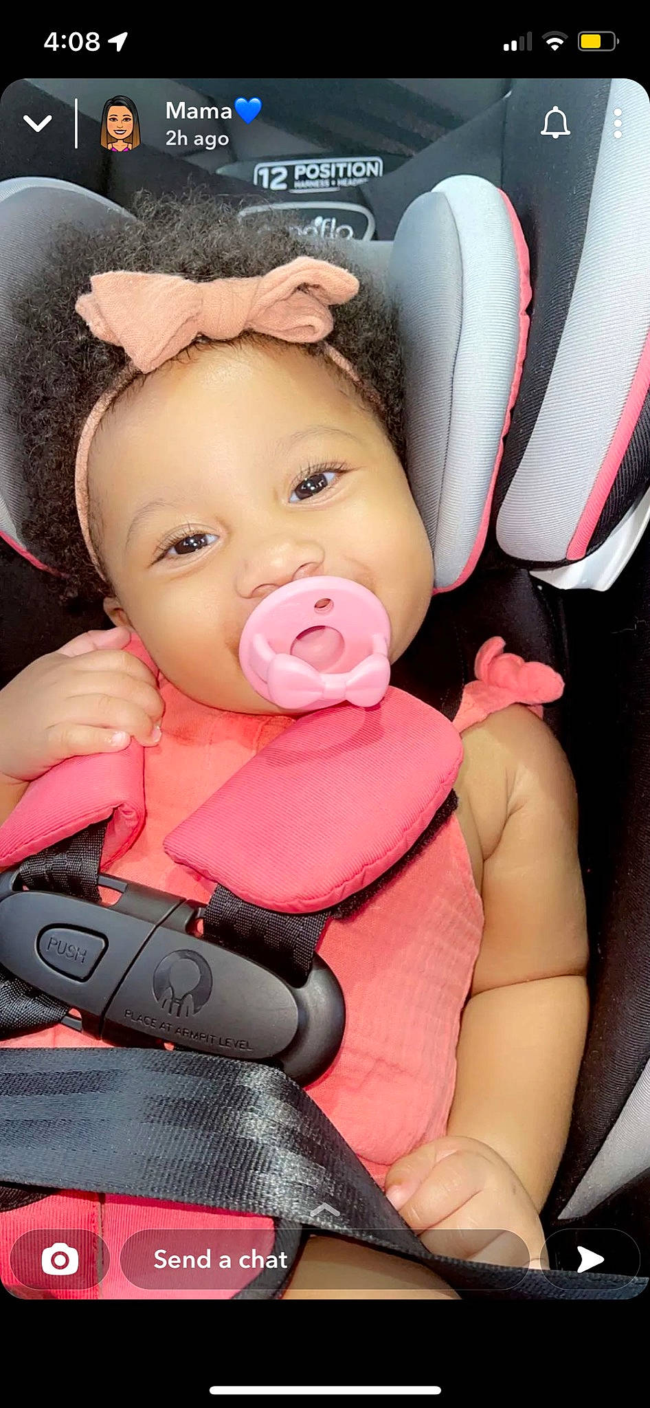 Braylee is registered to the contest to win money with this photo: auto_part, baby, baby_carriage, baby_in_car_seat, baby_products, baby_safety, baby_toddler_clothing, beauty, car_seat, cheek, child, comfort, eyelash, gesture, happy, person, pink, service, skin, steering_wheel