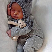 Caden is registered to the contest to win money with this photo: baby, bear_ears, child, cozy, cuddly, cute, foot, grey_outfit, hand, indoors, infant, knitted_hat, newborn, peaceful, portrait, relaxation, sleeping, soft_blanket, teddy_bear, warm