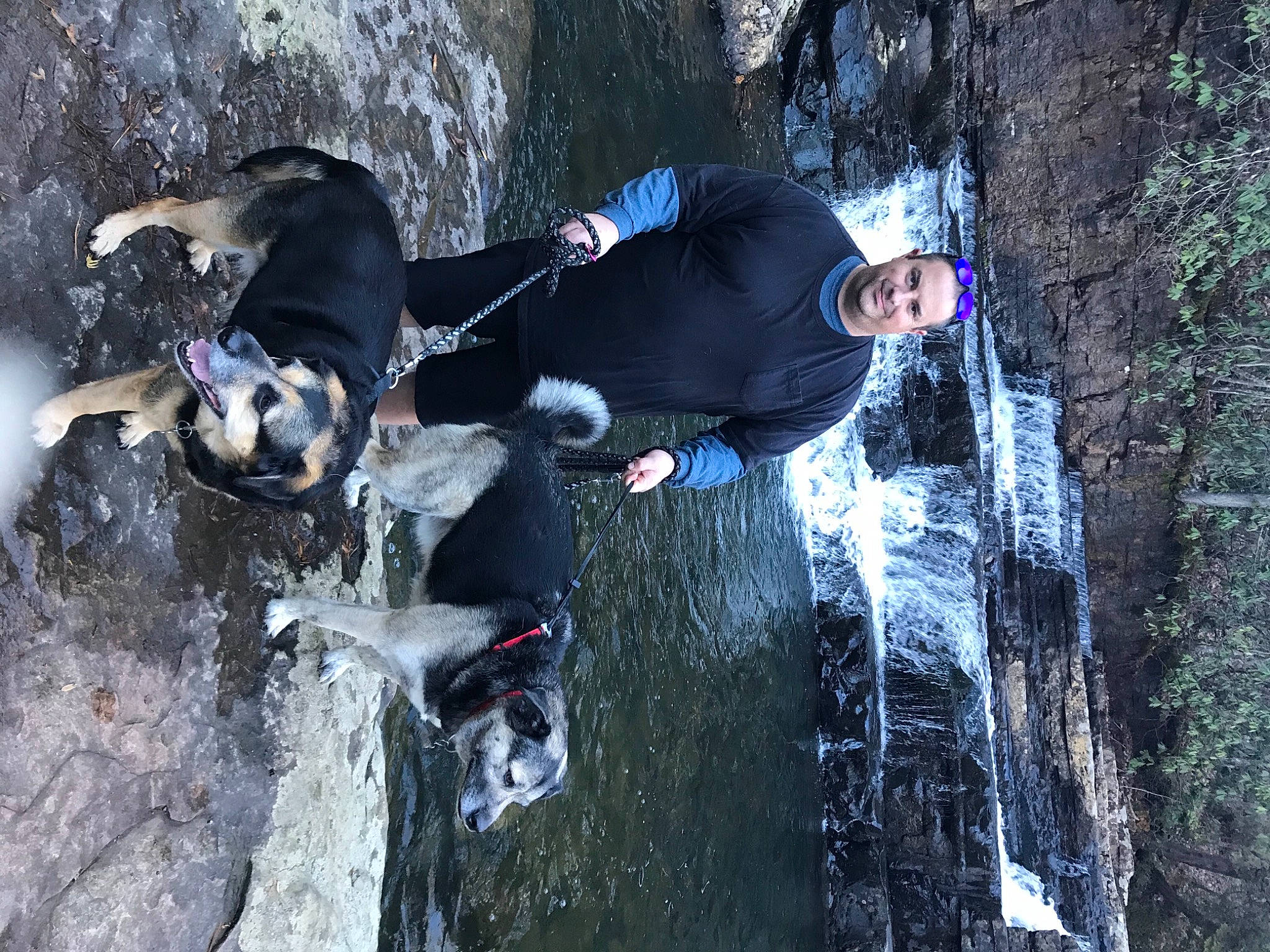 Abby N Hans joined the competition — help win amazing prizes! adventure, bedrock, body_of_water, dog, formation, freezing, fun, geology, leisure, mountaineer, recreation, rock, smile, sport_climbing, stream, tree, water, watercourse, wilderness, winter