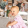 Berkley joined the competition — help win amazing prizes! baby, infant, toddler, smiling, pink_dress, white_chair, hair_bow, blond_hair, chubby_cheeks, hands, seated, portrait, indoor, plush_bunny, floral_decor, bokeh_background, soft_lighting, decorative_ribbon, cute, happy
