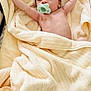 baby, infant, pacifier, blanket, sleeping, arms_up, soft_texture, bed, cozy, resting, cute, newborn, wrapped, comfort, skin, peaceful, indoors, cute_baby, toddler, child