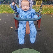 Kaloyan joined the competition — help win amazing prizes! autumn, baby, blue_snowsuit, chains, child, cold_weather, curious, fence, grass, hooded_jacket, leaves, outdoor, park, person, peter_rabbit, playground, residential_area, seat, swing, winter_clothing