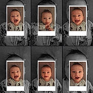Beau is registered to the contest to win money with this photo: baby, infant, portrait, polaroid_frame, collage, smiling, cute, grayscale_background, mickey_mouse, onesie, child, expression, face, photography, closeup, happy, cute_baby, multiple_images, framed_photo, indoor