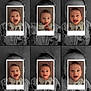 baby, infant, portrait, polaroid_frame, collage, smiling, cute, grayscale_background, mickey_mouse, onesie, child, expression, face, photography, closeup, happy, cute_baby, multiple_images, framed_photo, indoor