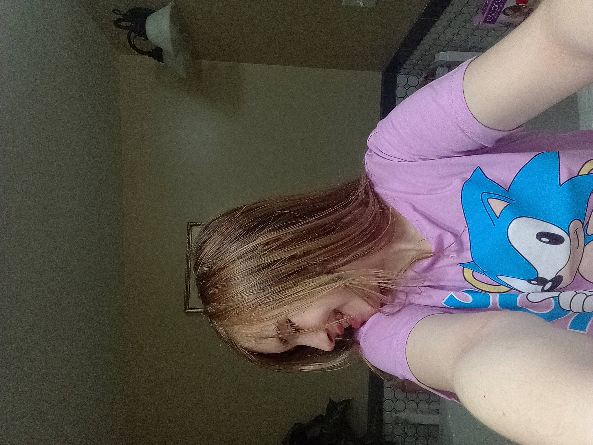 Brooklyn joined the competition — help win amazing prizes! abdomen, arm, bangs, blond, brown_hair, chest, elbow, eye, eyelash, gesture, happy, human_leg, joint, joy, magenta, person, sleeve, t_shirt, temporary_tattoo, thigh