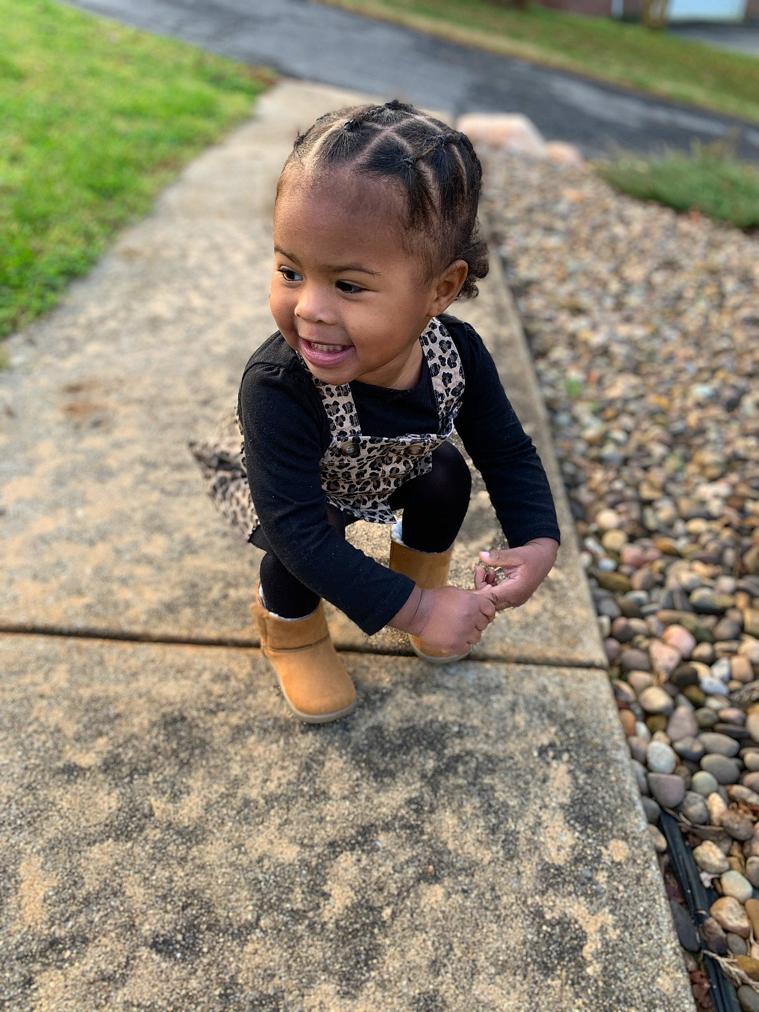 Karsen is registered to the contest to win money with this photo: asphalt, baby, dress, face, flooring, fun, grass, grass_family, hair, hairstyle, happy, human_body, joy, leisure, people_in_nature, person, plant, road, road_surface, smile